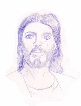 Jesus Sketch - purple colored pencil