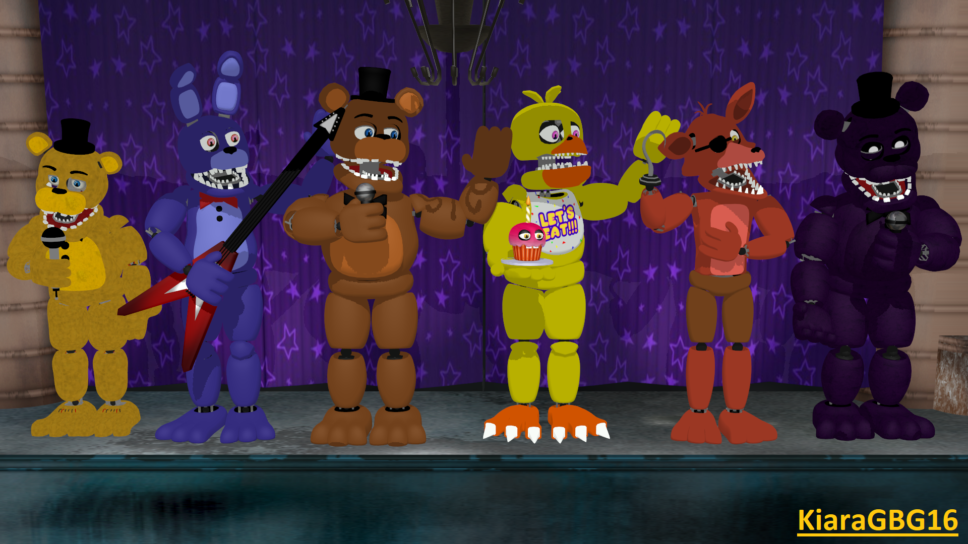 Fredbear's Family Diner! Fredbear - The Singer bear and his best friend  Spring Bonnie - The Guitarist! (Models by Iliar Mubarakov and Aleskander  Voznyuk) : r/fivenightsatfreddys