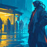 Cyberpunk Street Market At Night