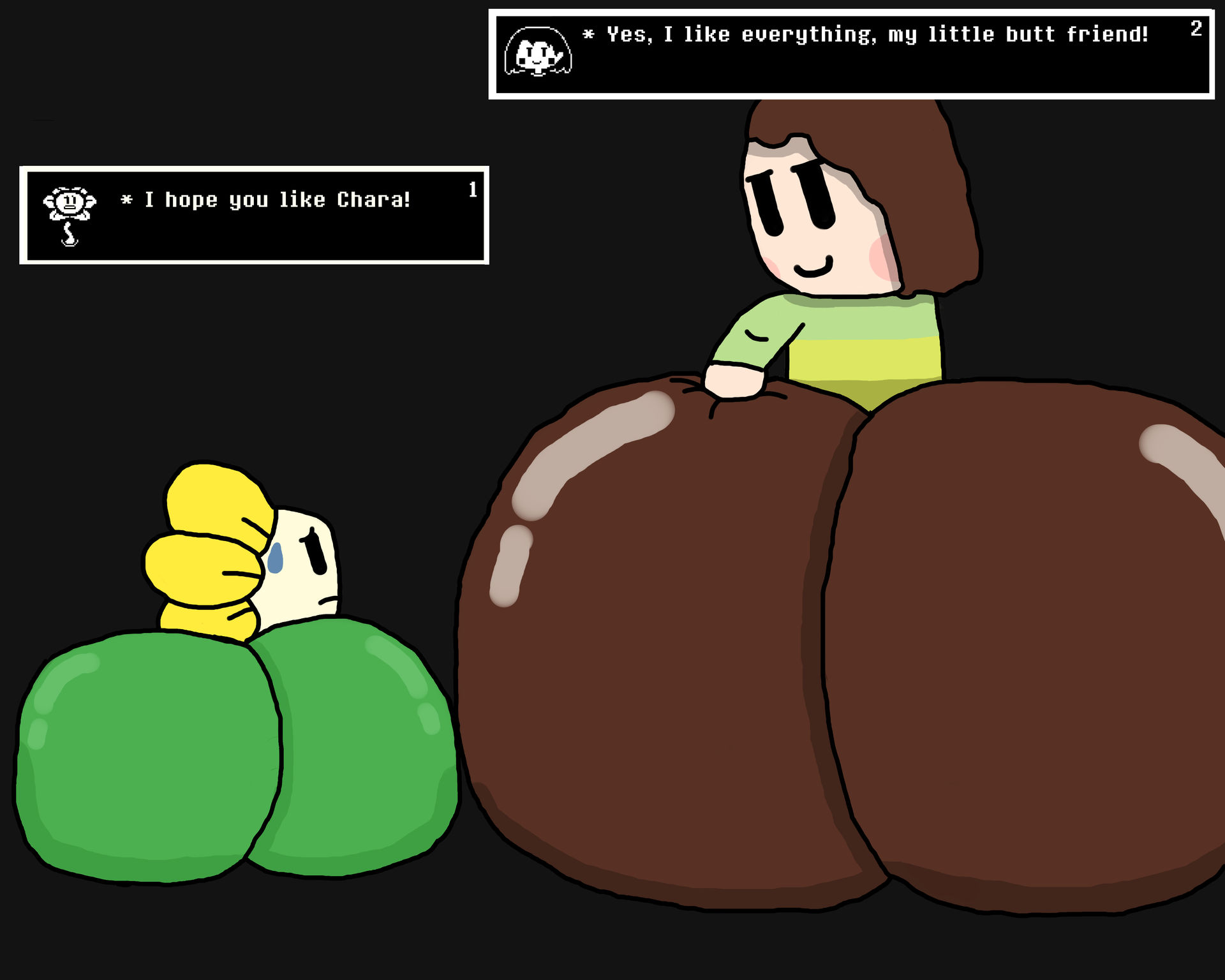 Chara Inflate Chara and Flowey! by PokedexAss4 on DeviantArt