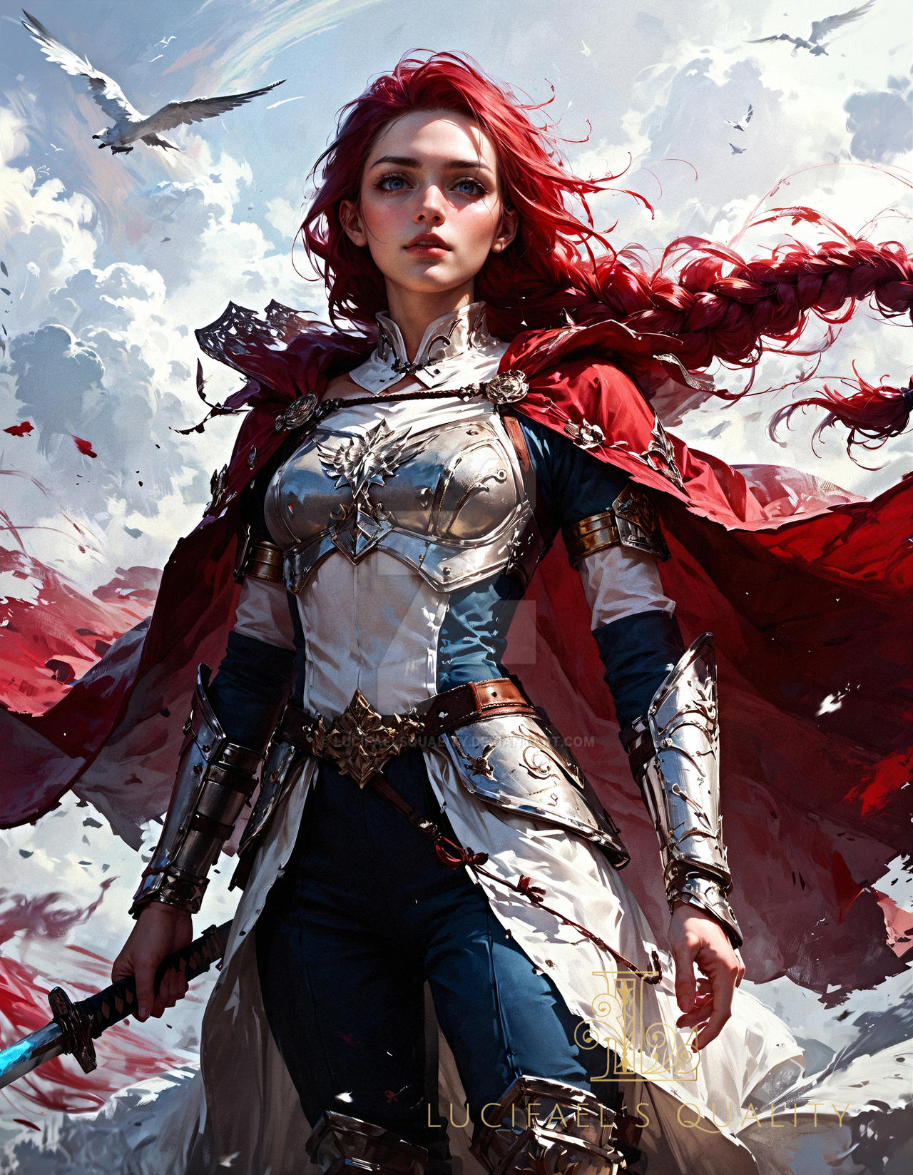 Female Warrior in armor | Red braided hairs by LucifaelsQuality on ...