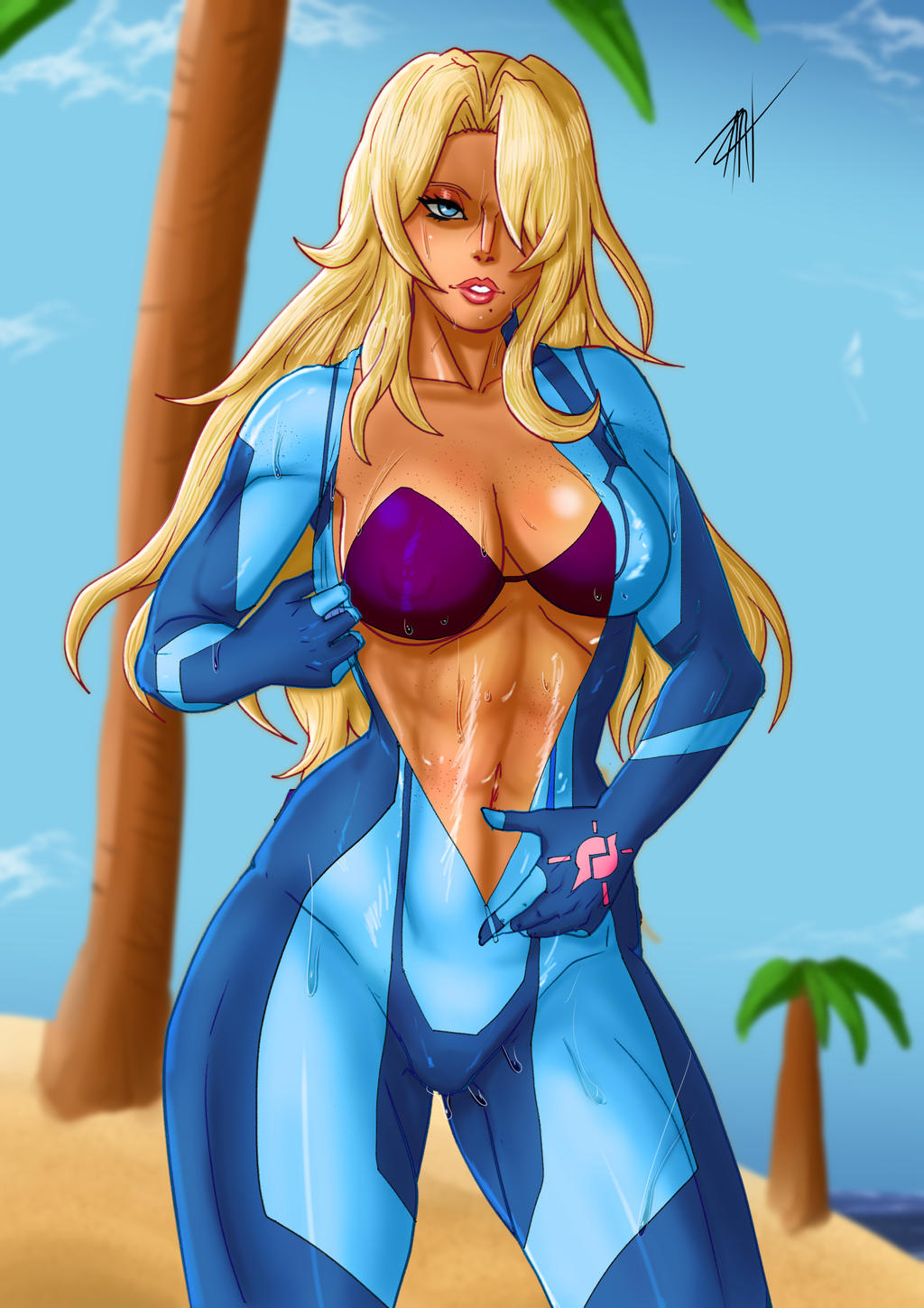 Samus Aran at the beach (Zero Suit) by KamenKaiser on DeviantArt Samus Aran at the beach (Zero Suit) by KamenKaiser on DeviantArt
