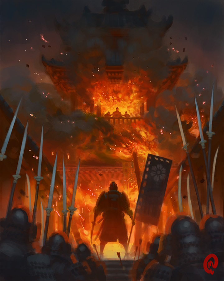 Honno-Ji Burns by Changinghand