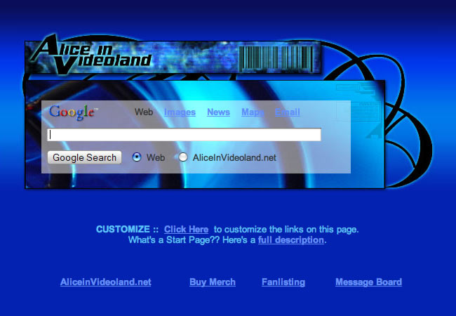 Alice In Videoland Startpage