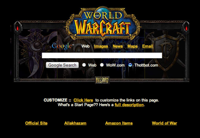 World of Warcraft Startpage