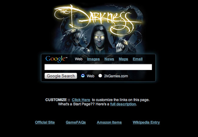 The Darkness Startpage