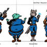 Sci-fi character lineup - colors and cel shading