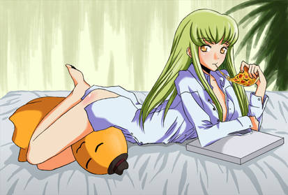 Code Geass - C.C Eating Pizza