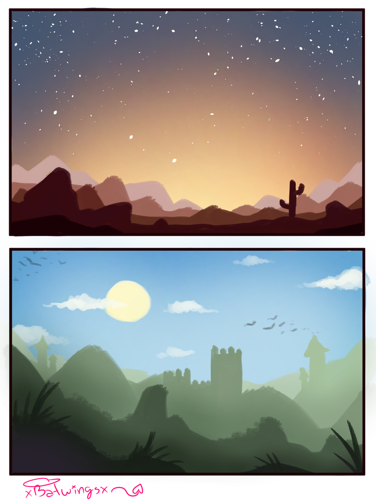 Horizontal Landscape Set 1 by xBatWingsx on DeviantArt