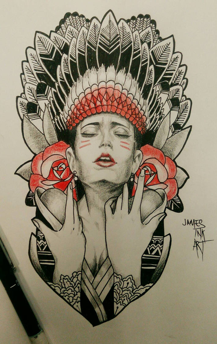 Neo Traditional Indian Girl By Skept11 On Deviantart