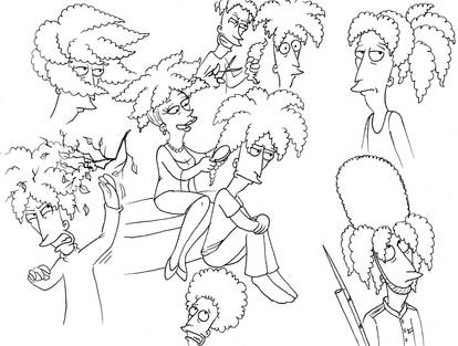 Sideshow Bob hair sketches