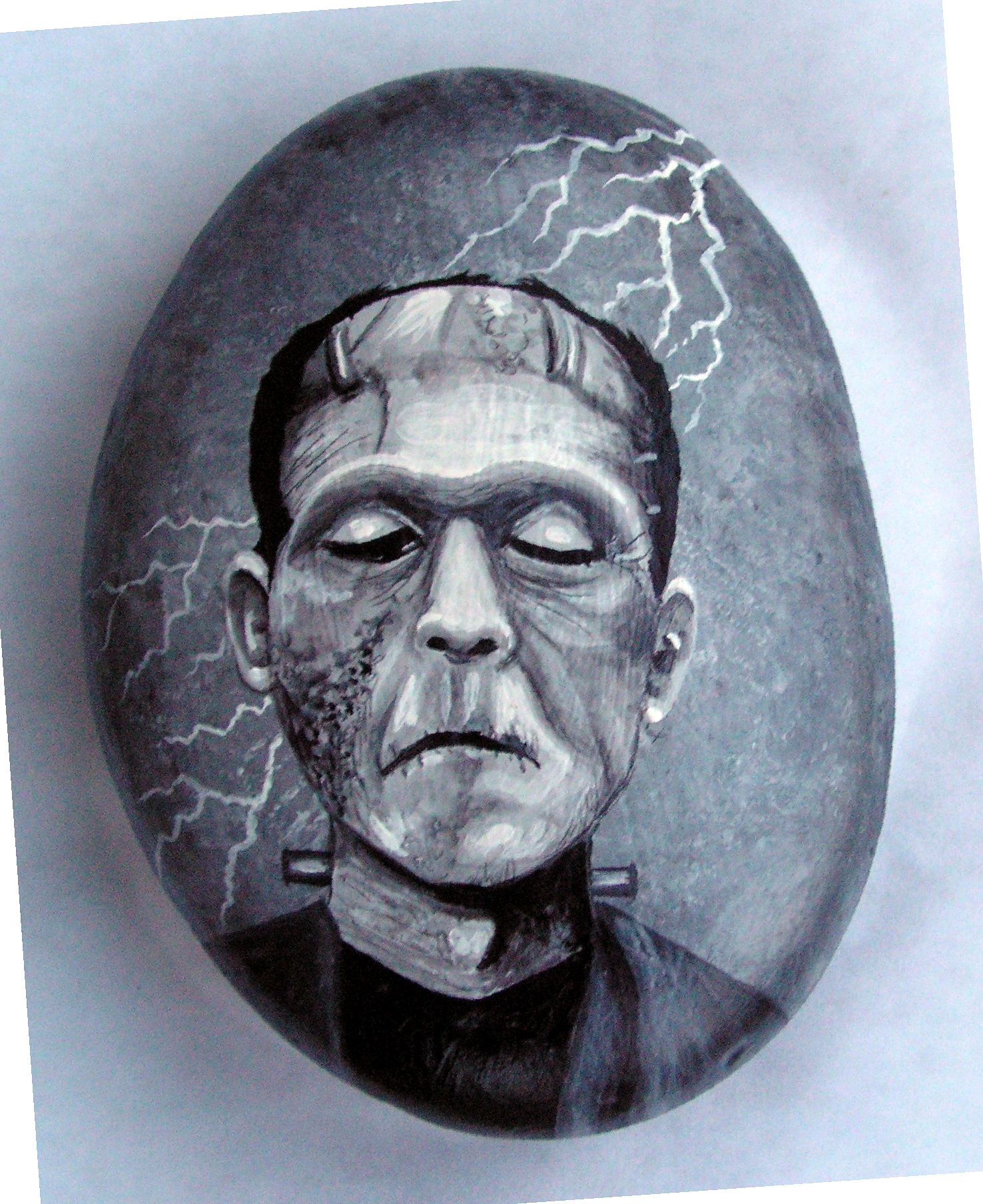 Frankenstein's Monster painted on rock