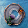 Thistle and Butterfly on Agate