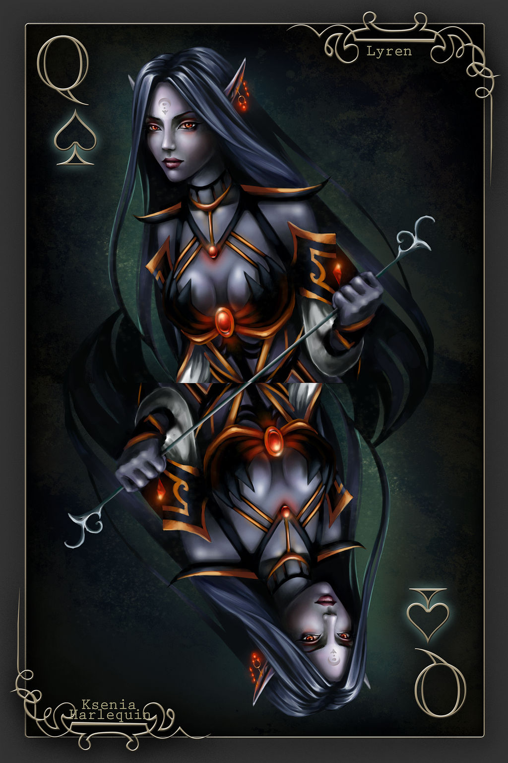 Playing card: Queen of Spades (Lyren)