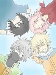 Team Four - Naruto, Kakashi, Sasuke  Sakura.