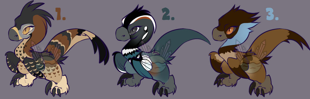 2 Raptor Friends Raptor flock#2 3/3 OPEN by AllForAdopts on DeviantArt