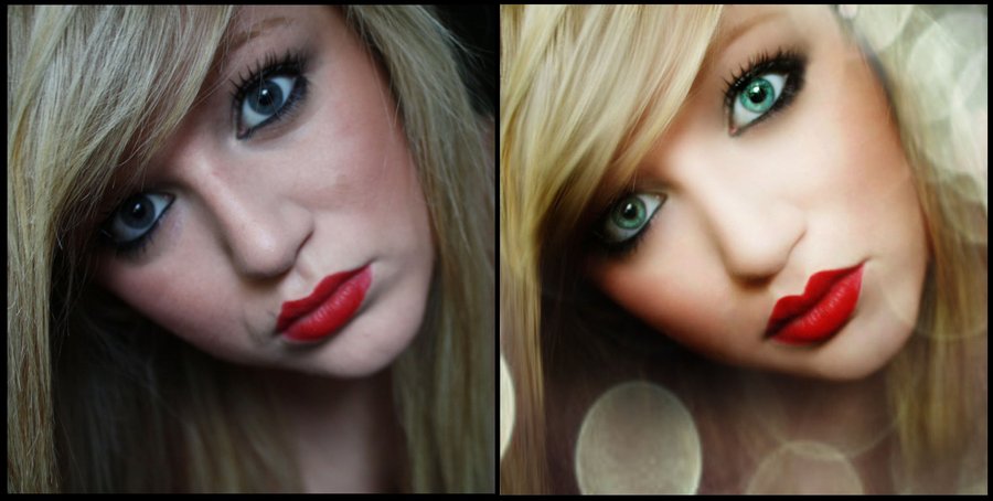 red lips -before and after-