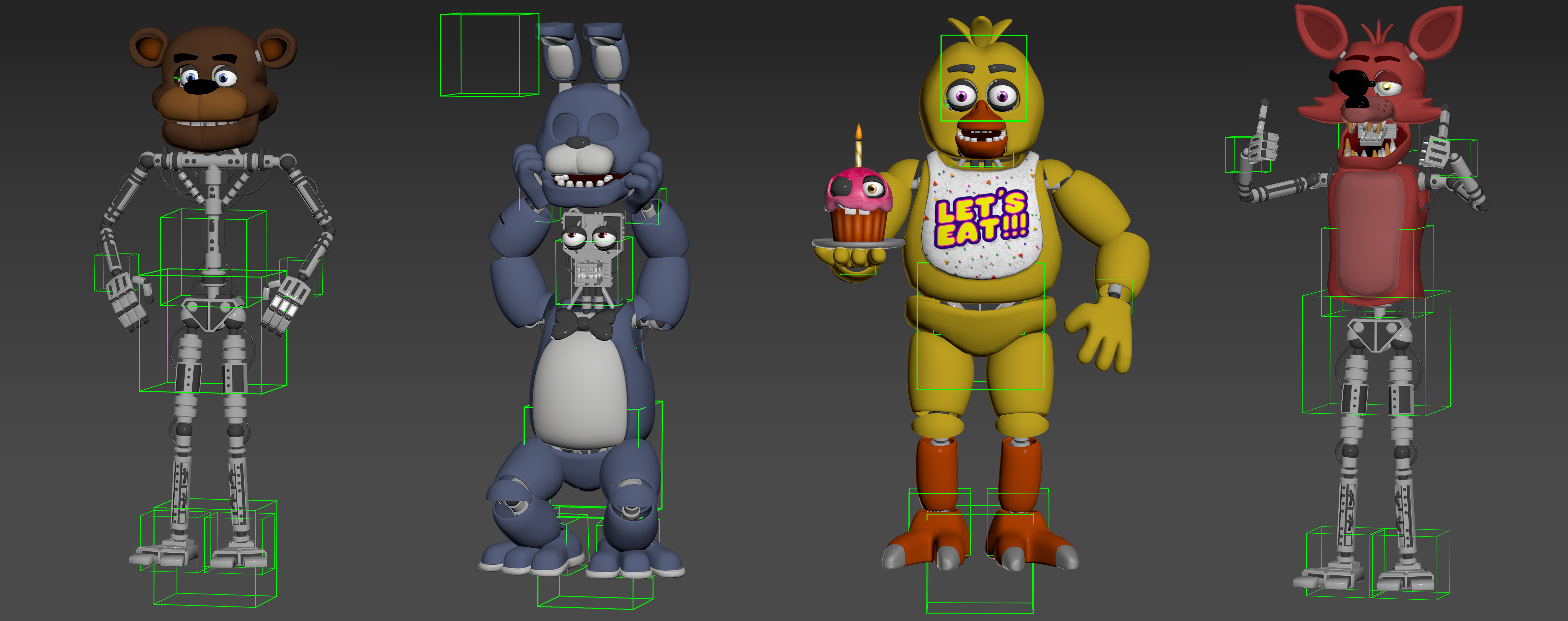 Fnaf 1 Animatronics Complete by Bantranic on DeviantArt