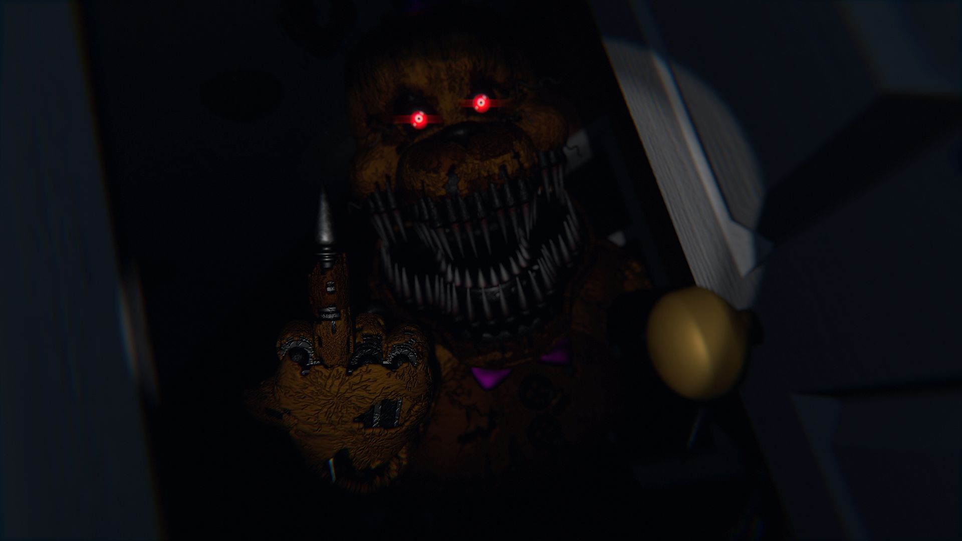 I lined up Nightmare Fredbear with one of his hallway renders and