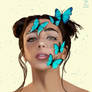 Model with Butterflies Portrait Art by Oz Galeano