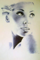 Woman portrait by ballpoint pen