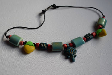 Kemetic necklace with Hathor amulet
