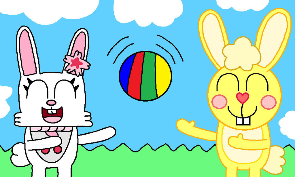 HTF+Jewelpet: Two rabbits playing ball by KirbyHamtaroGirl on DeviantArt