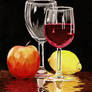 Wine glass and Fruits