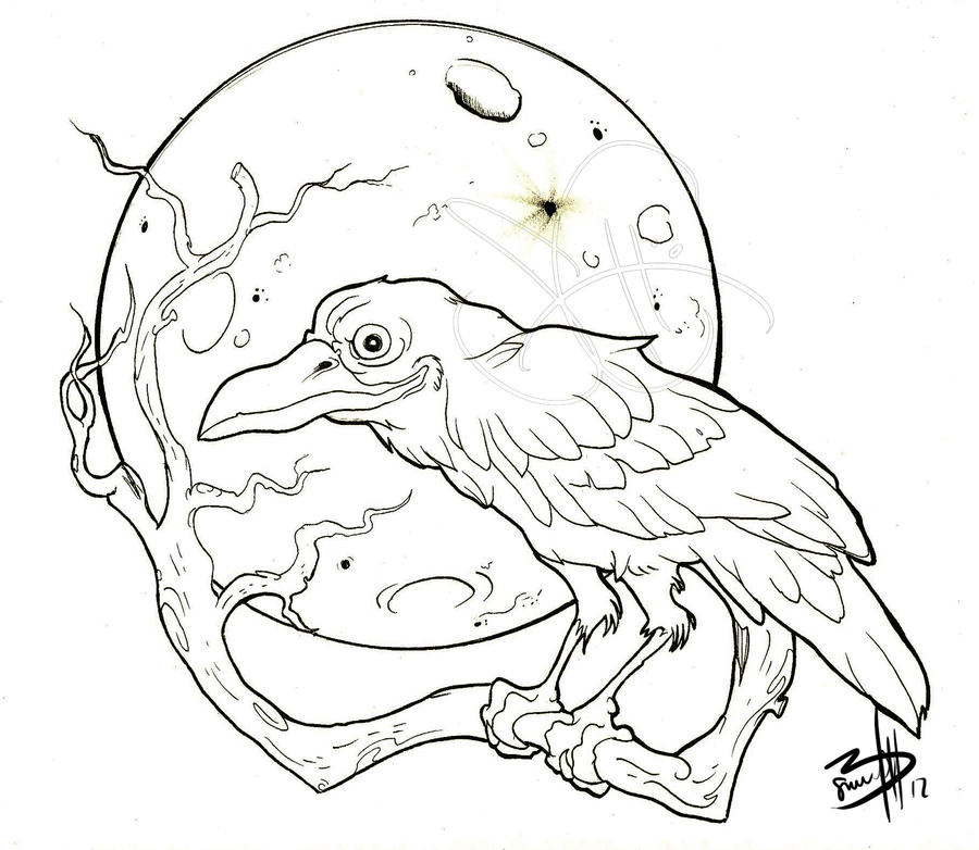 The crow and the Moon Tattoo desing by RedPanda7 on DeviantArt