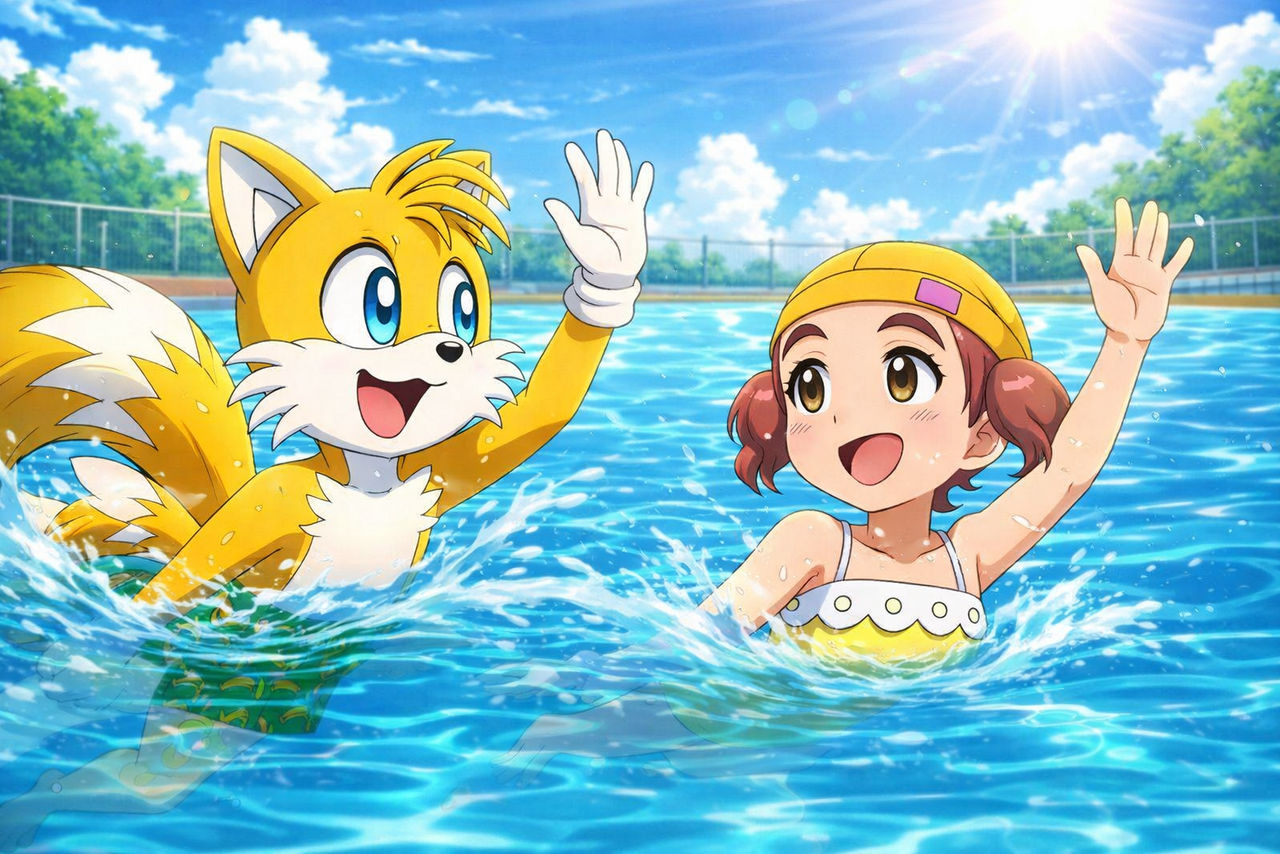 Tails Pool Tails and Jinny in the Swimming Pool by Spikeomeo2 on DeviantArt
