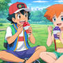 Ash and Misty Eating Snow Cones
