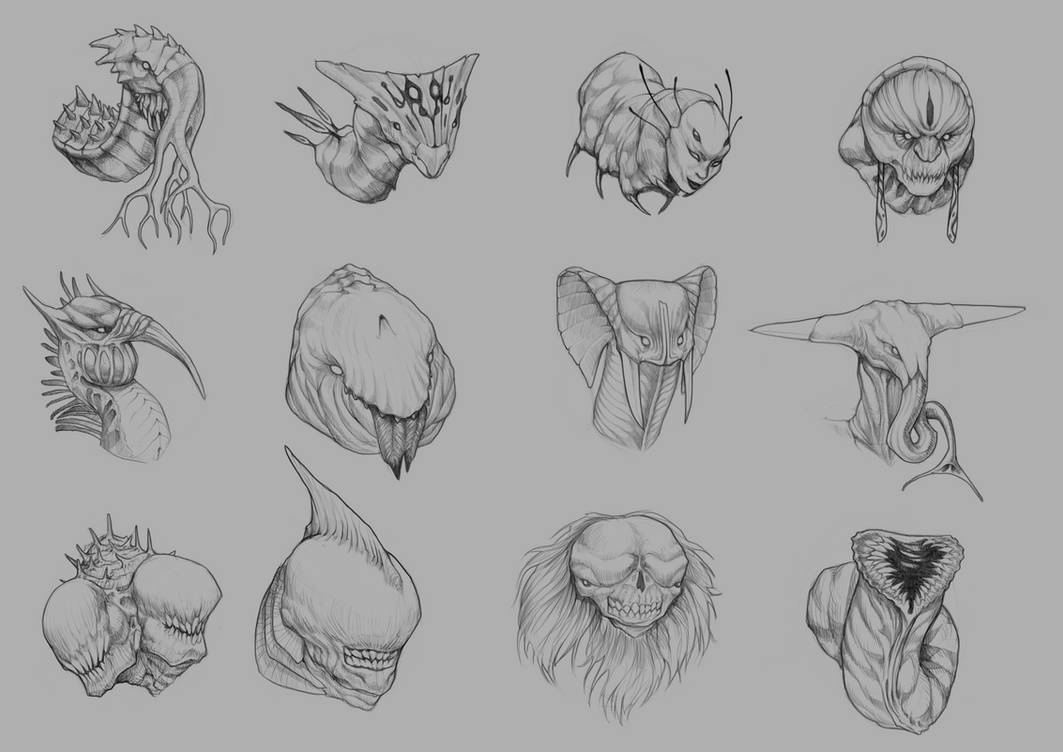 Alien Heads Collection by IIItreX on DeviantArt