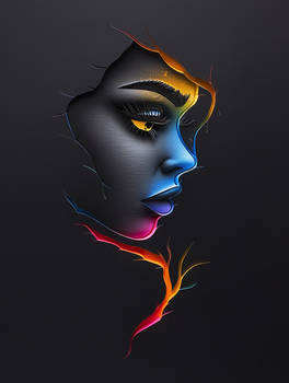 Flattened Papercut Of A Woman Long Hair