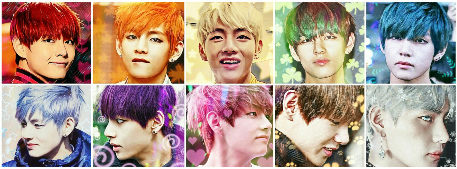 Bts Taehyung Rainbow Haircolors By Otipeps On Deviantart.