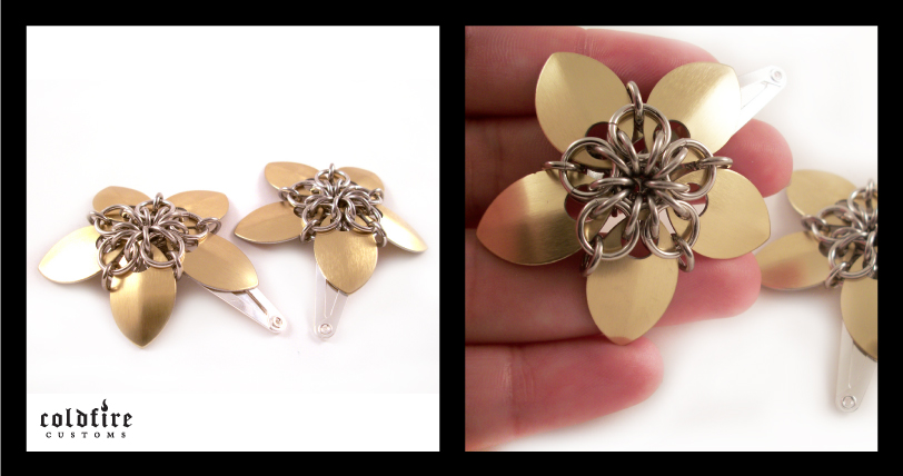 Gold and Silver Flower Clips