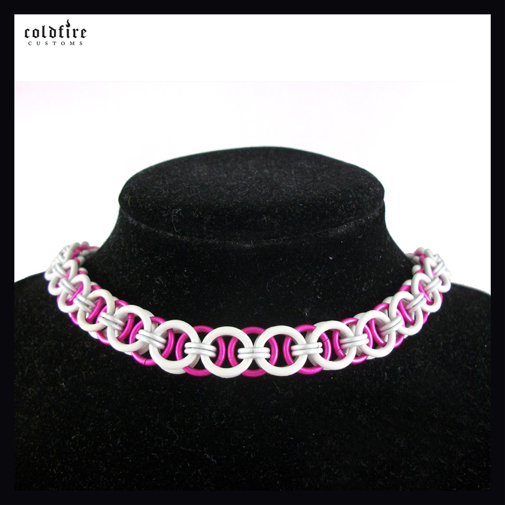 Pink and White Stretchy Choker