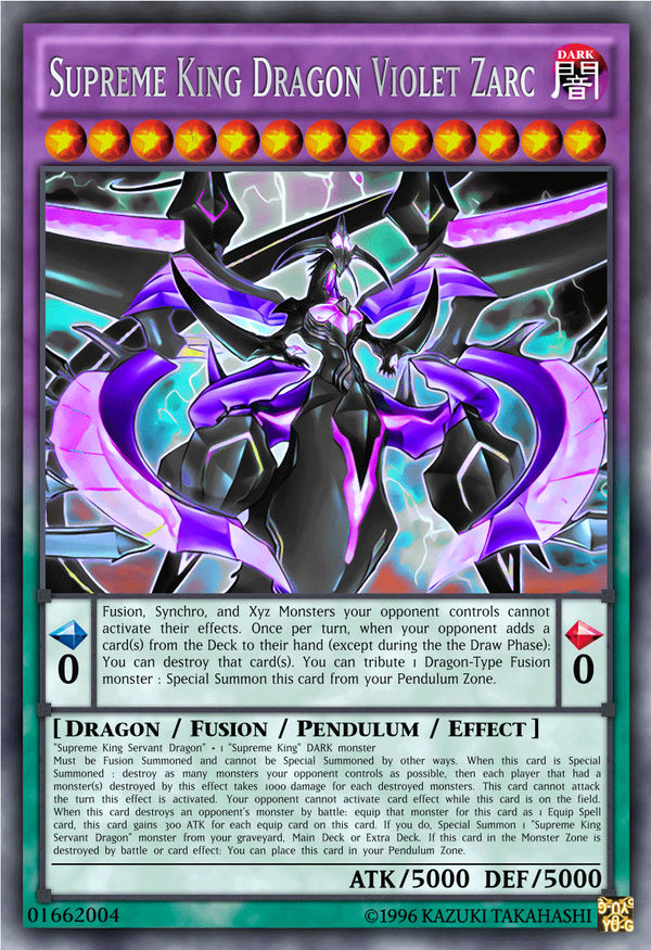 yugioh supreme king zarc deck Complete Custom for Yu-Gi-Oh! ARC-V You can destroy that card(s) Supreme King Dragon Violet Zarc