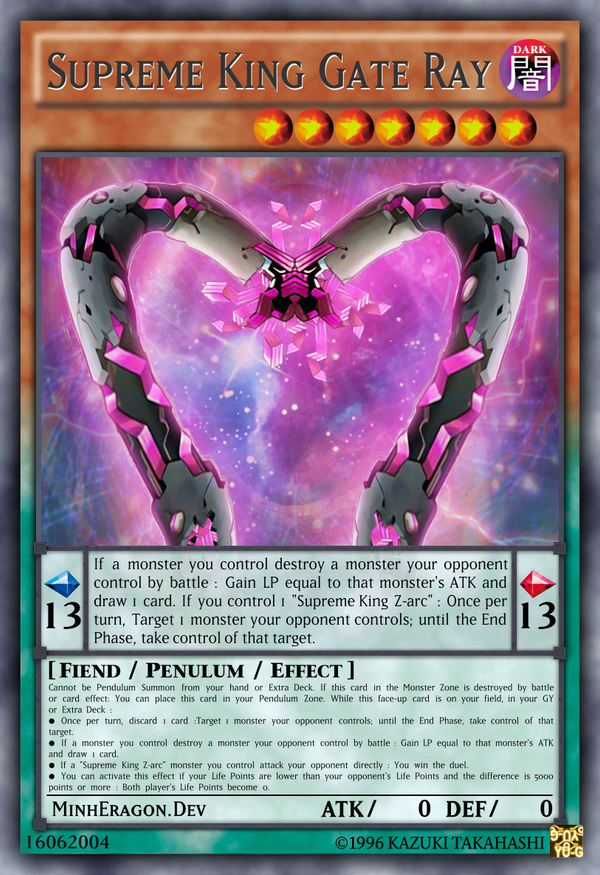 yugioh supreme king cards Maximum Crisis Secret Rare Z-ARC MACR-EN039 and 1 Pendulum)Must be Fusion Summoned and cannot be Special Summoned by other ways Supreme King Dragon Accel Zarc