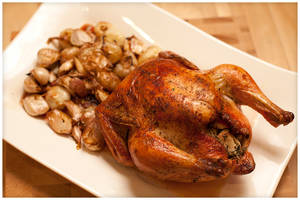 Roasted Chicken with Garlic and Cipollini Onions