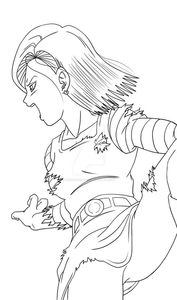 Android 18 Line Art (Done without Line/Curve Tool) by AashanAnimeArt on ...
