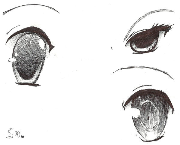 Anime eyes in black ink. by Turbo-Chan on DeviantArt
