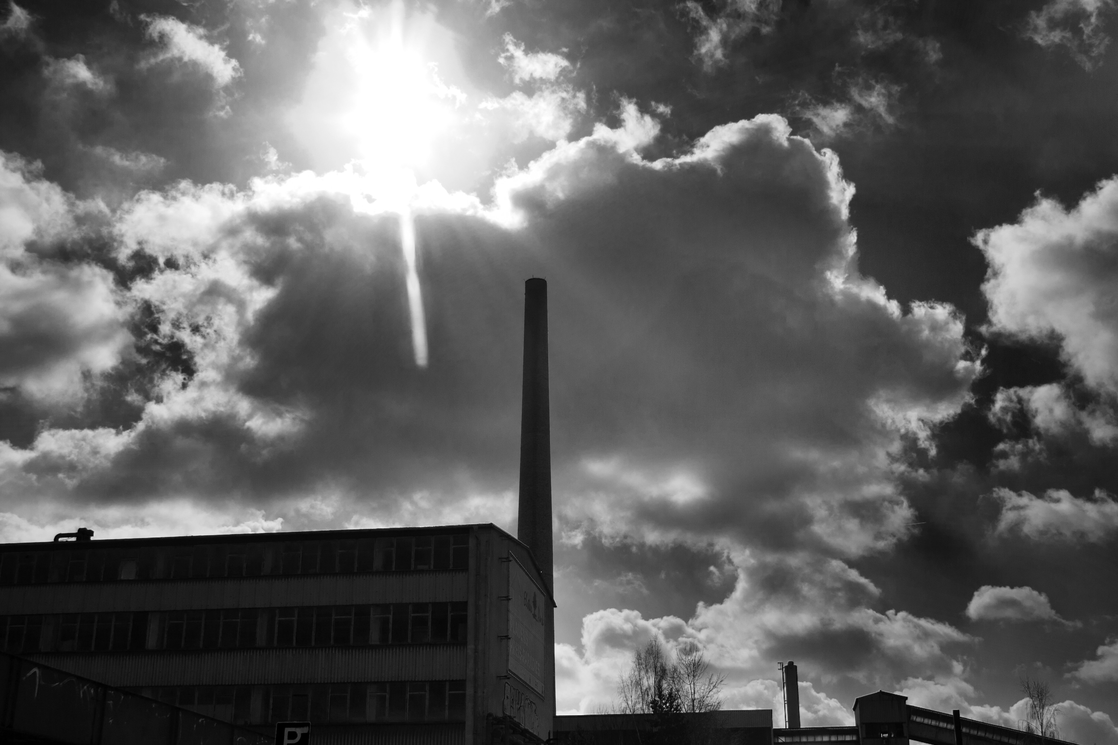 Sun over factory