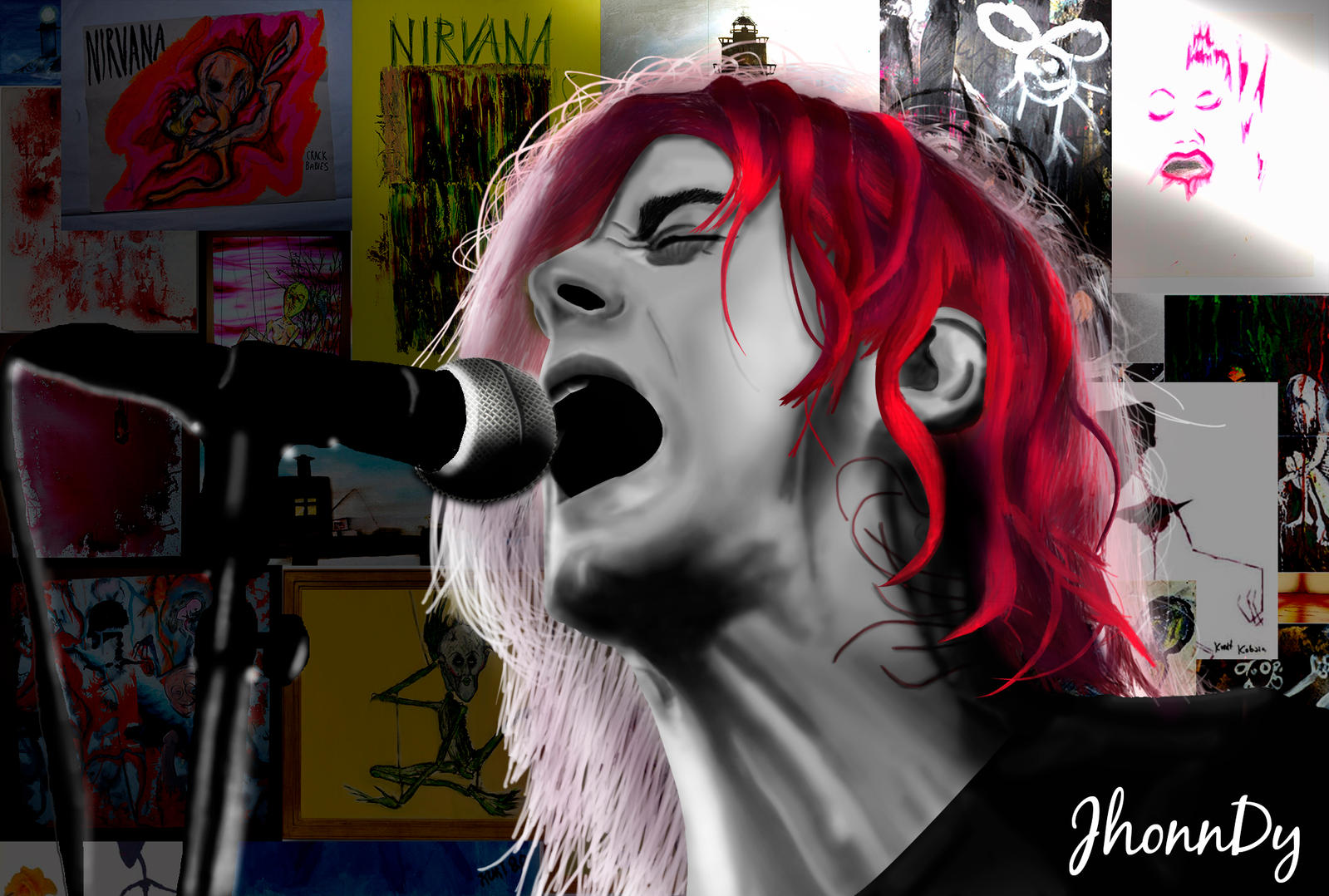 kurt cobain digital red hair by