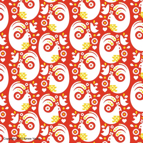 Bird Pattern Red