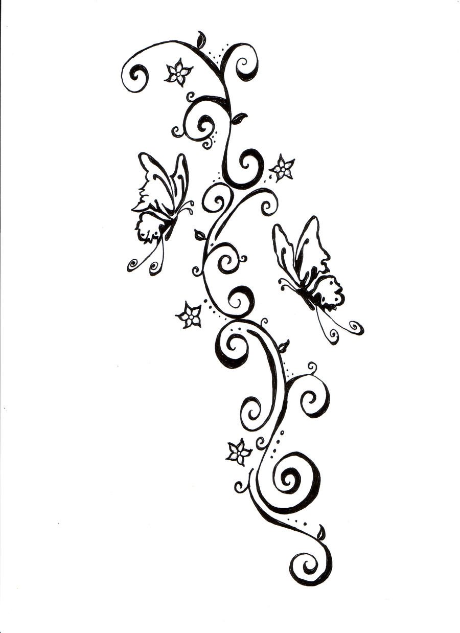 Butterflies and swirls tattoo design by lynettecooper on DeviantArt