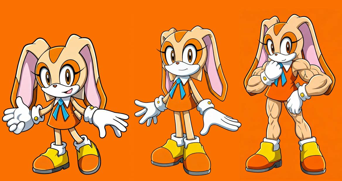 3 Versions of Cream The Rabbit by robinrosd on DeviantArt