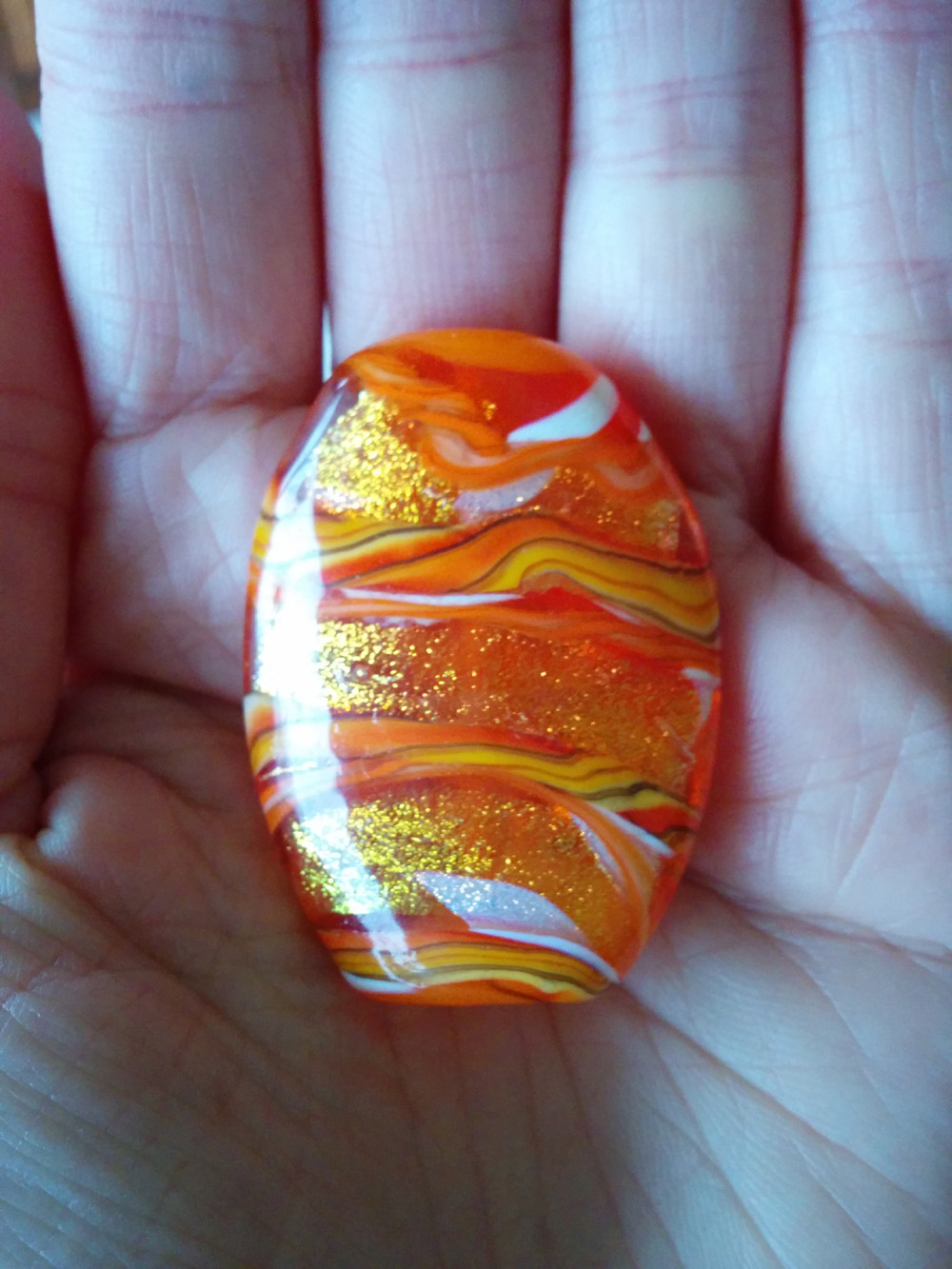 Orange Bling - Lampwork Bead