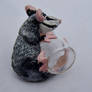 Clay Opossum Sculpture on a Glass Vial