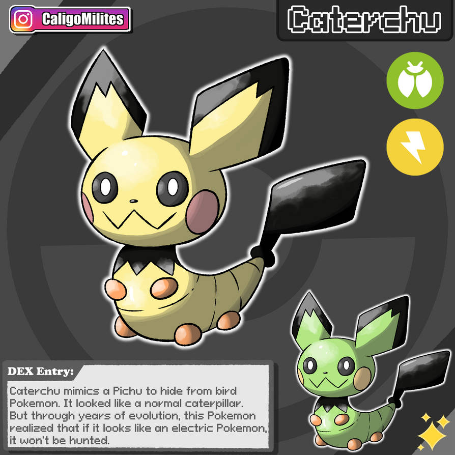 Esque Pokemon Caterchu the Mimic Caterpillar Pokemon by CaligoMilites on DeviantArt