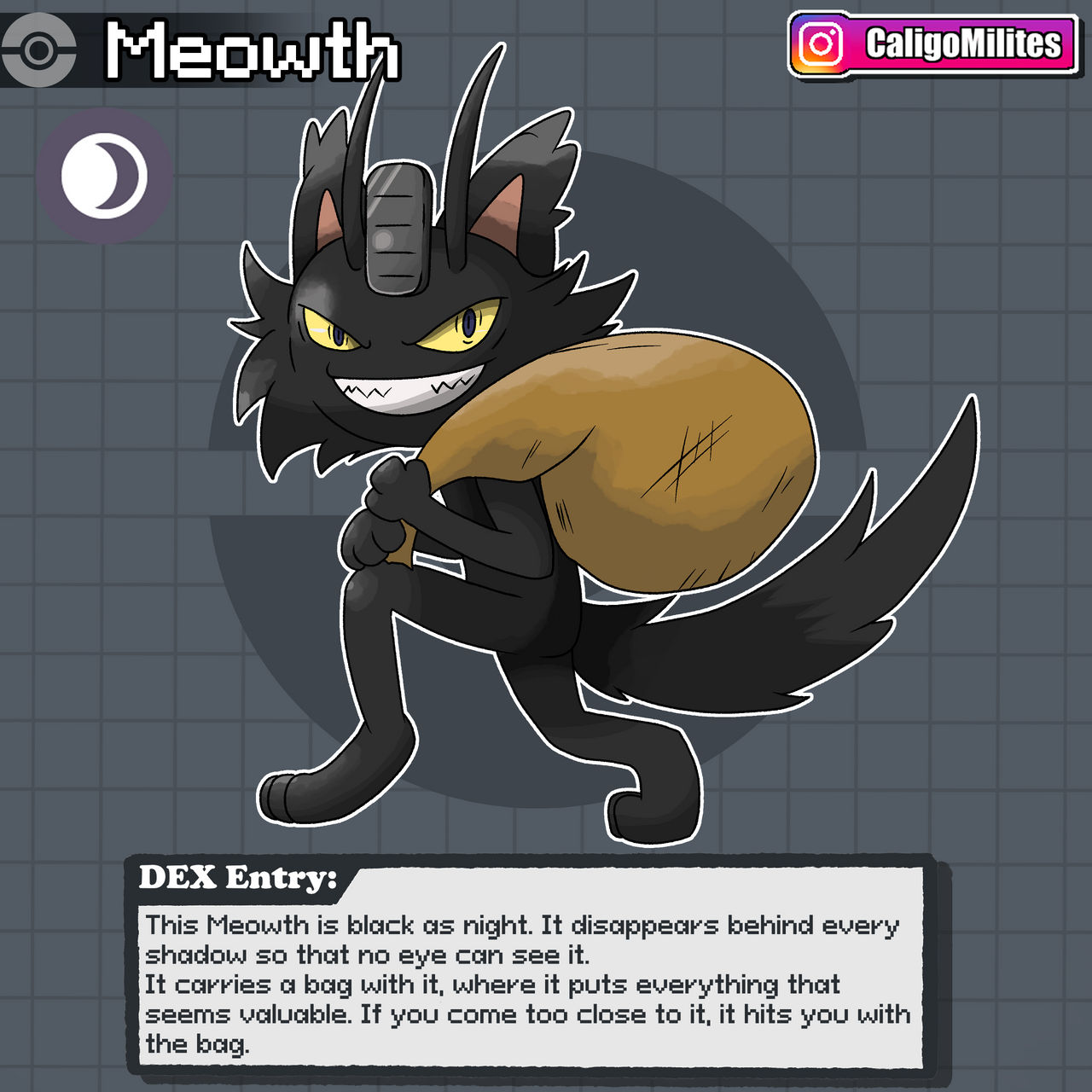 Fakemon Shadow Dark Type Meowth Pokemon Fakemon by CaligoMilites on DeviantArt